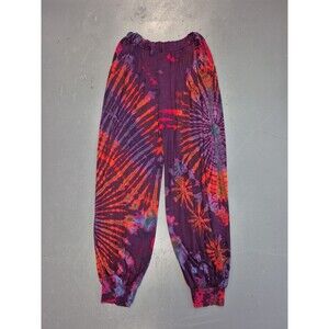 HAREM PANTS Women's Pants Red Purple Tie Dye Elastic Waist Pockets Small